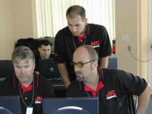 JVC technical team (Vinny Cozzi, Dennis Chominsky, Doug Mullin and Matt Barrett) running StreamProducer software to broadcast the concert live. 